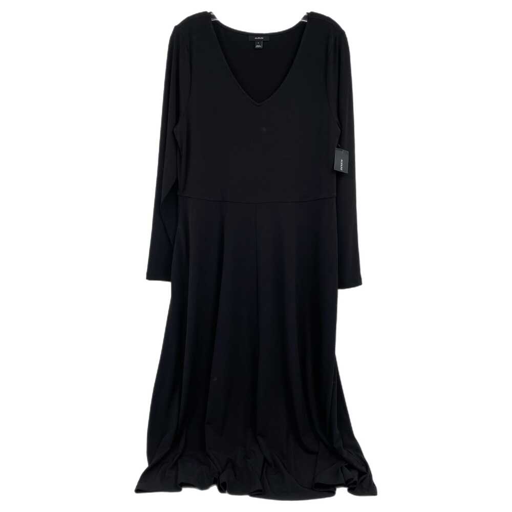 Alfani Black Midi Dress V-Neck Long Sleeve | Womens L